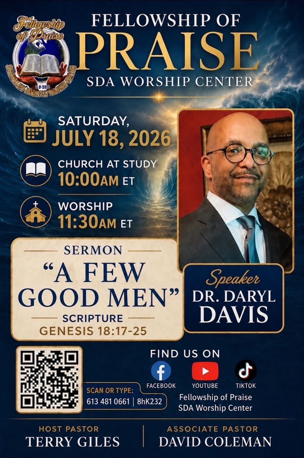 A FEW GOOD MEN - SPEAKER; DR. DARYL DAVIS