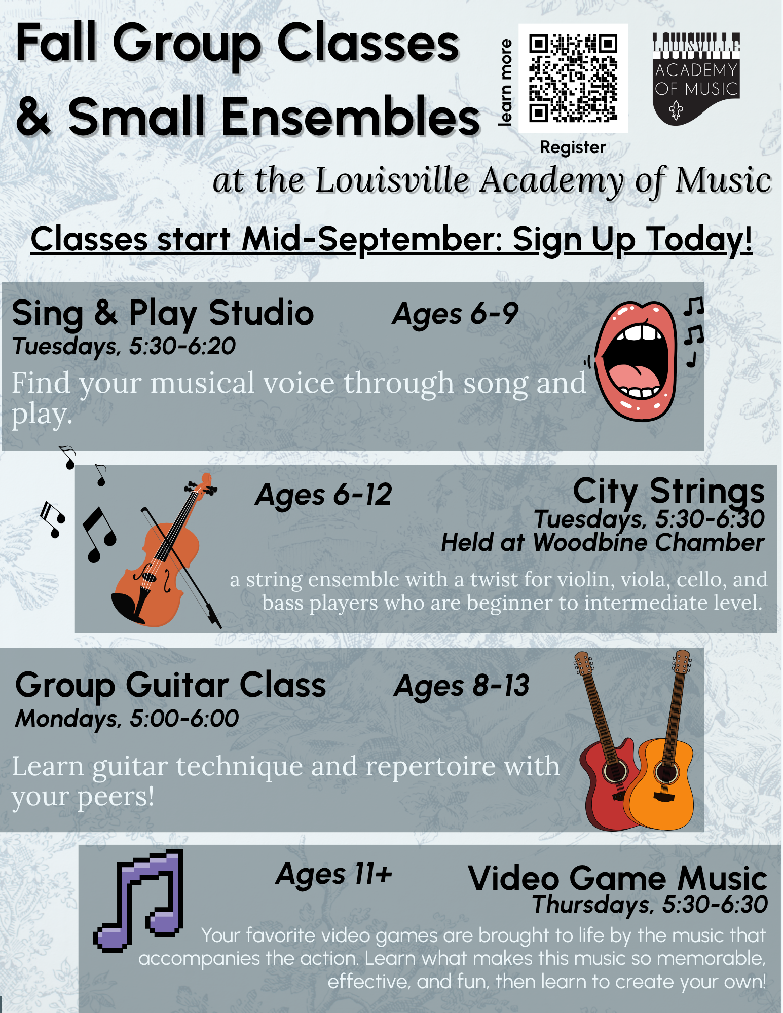 Fall Group Offerings at the Louisville Academy of Music: Starting in Mid-September!