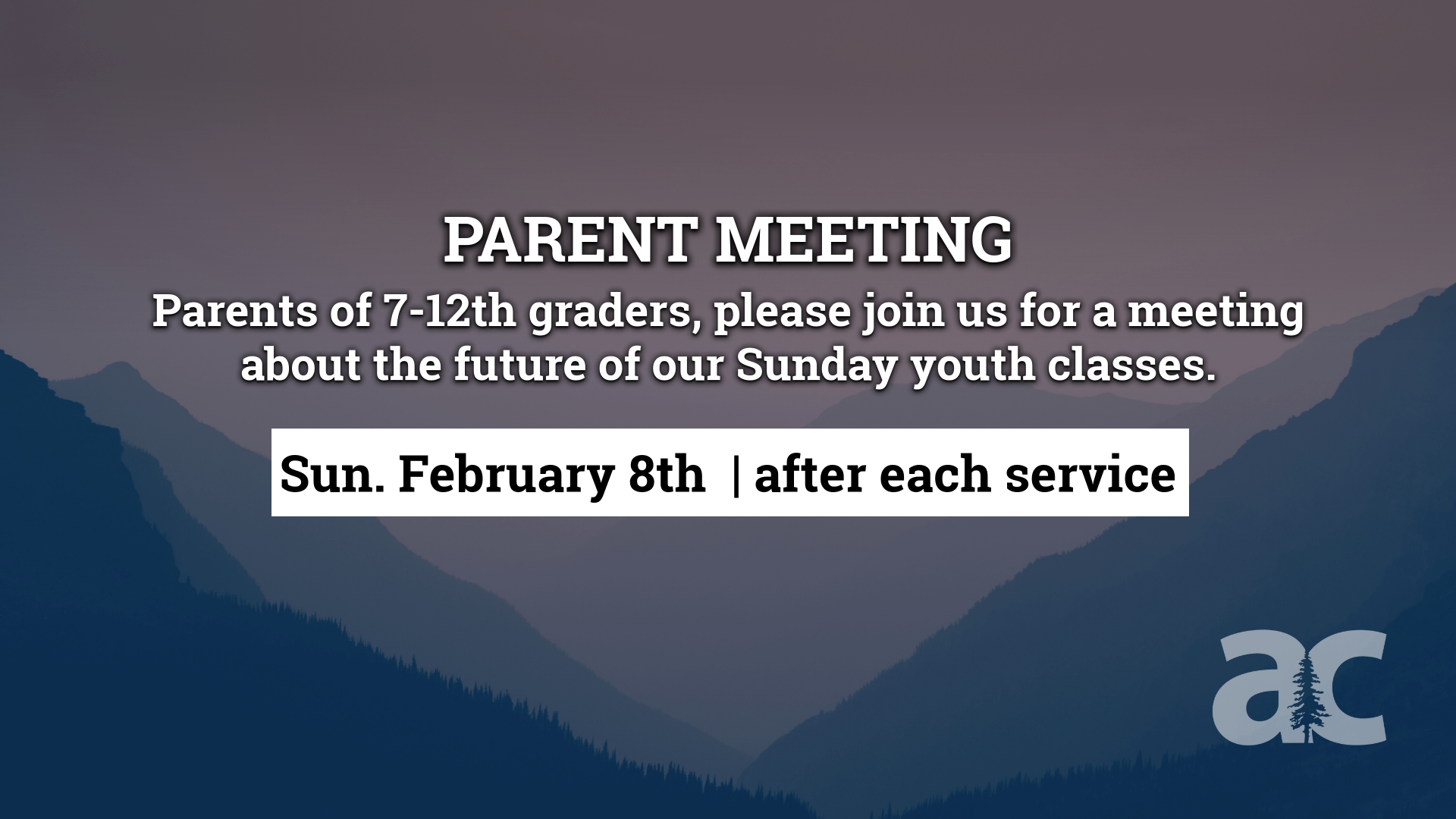Youth Class Parent Meeting