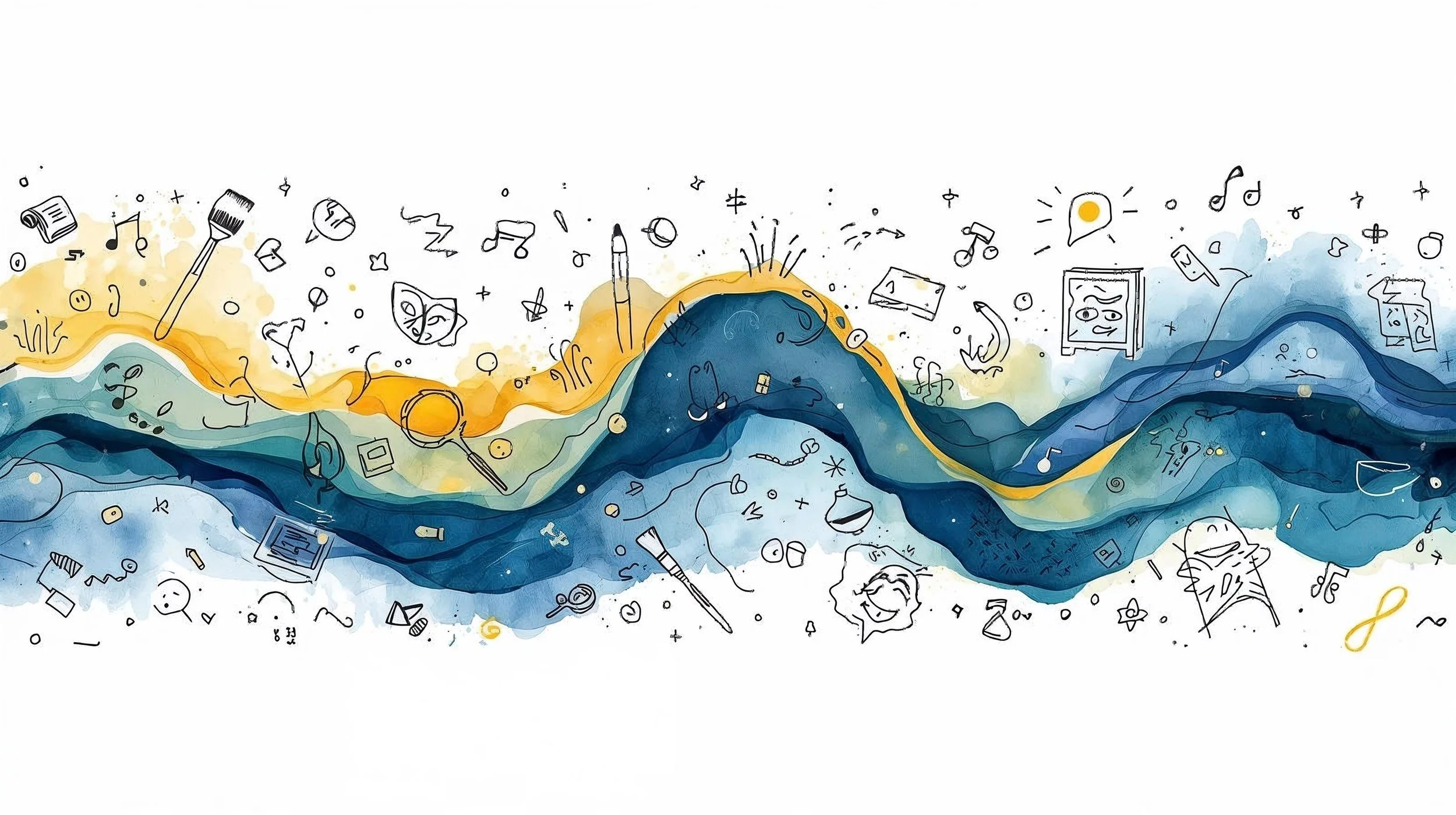 Full-width abstract illustrated banner representing artistic projects, flowing watercolor and layered ink textures with expressive and creative movement across the entire canvas, continuous edge-to-edge composi (2).jpg