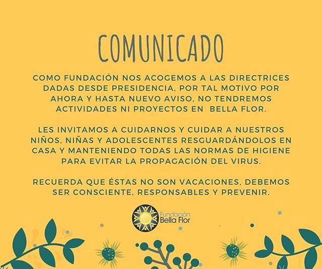 Tomemos las precauciones necesarias y protejamos a nuestros ni&ntilde;os, ni&ntilde;as y adolescentes.

#Coronavirus #Covid_19 #Bogota #Fundacion #Ni&ntilde;os #Adolescentes