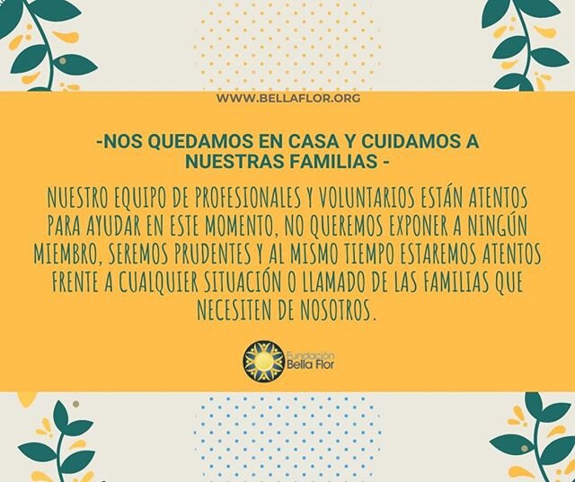 Como fundaci&oacute;n estamos al servicio de la comunidad, de nuestros ni&ntilde;os y ni&ntilde;as.

Hoy queremos decirle a nuestras familias que aqu&iacute; seguimos estando, recuerden que desde la coordinaci&oacute;n siempre tendremos atenci&oacute