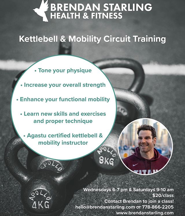 Kettlebell &amp; Mobility Group fitness class for everyone $20 / class - getting groups together Wednesday 6pm &amp; Saturday 9am - contact me to join a class. . . .

If you really want a great workout or are looking for an athletic toned physique yo