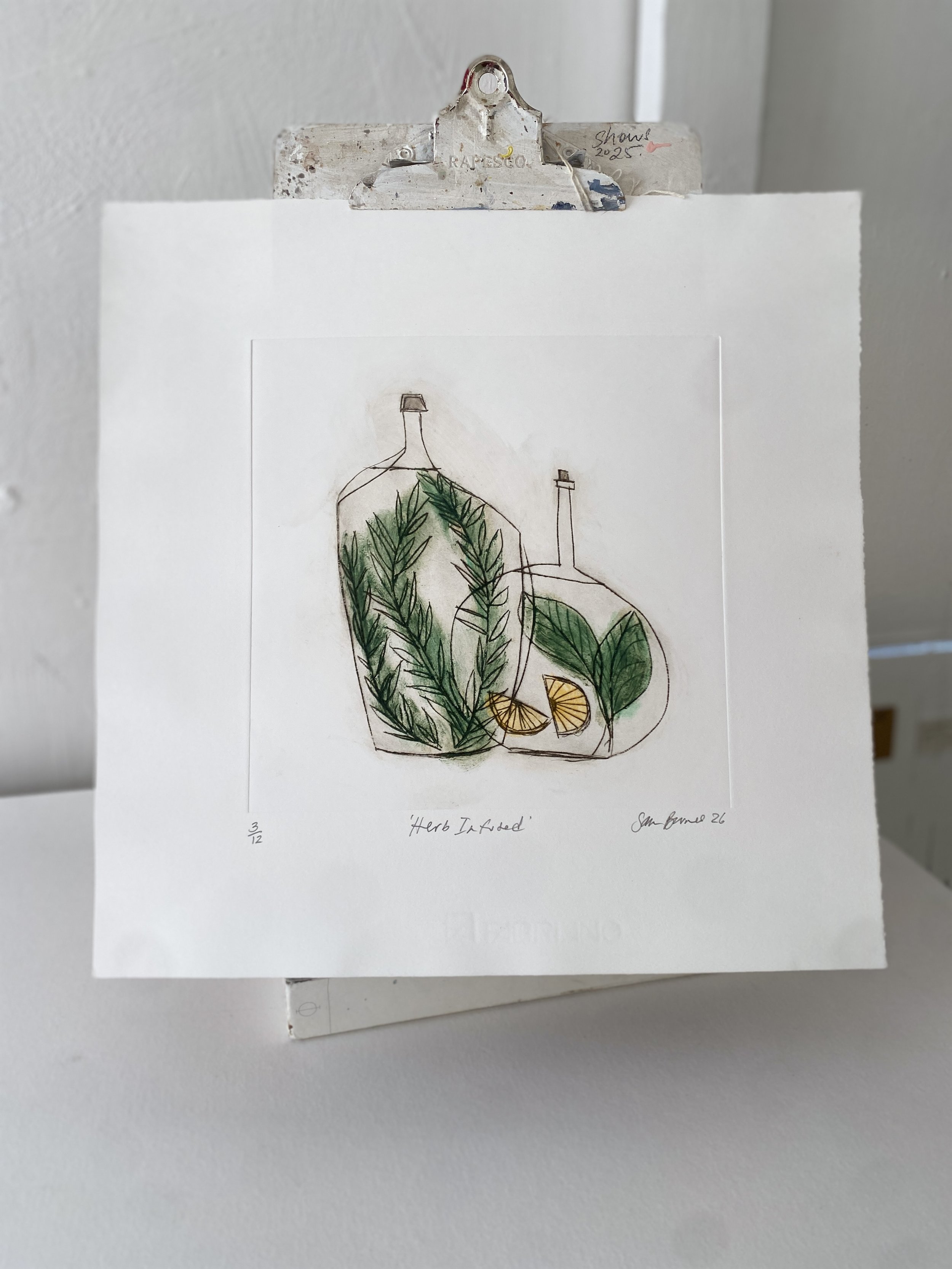 'Herb Infused' Kitchen Orientated Drypoint Print by Samantha Barnes 7.JPG