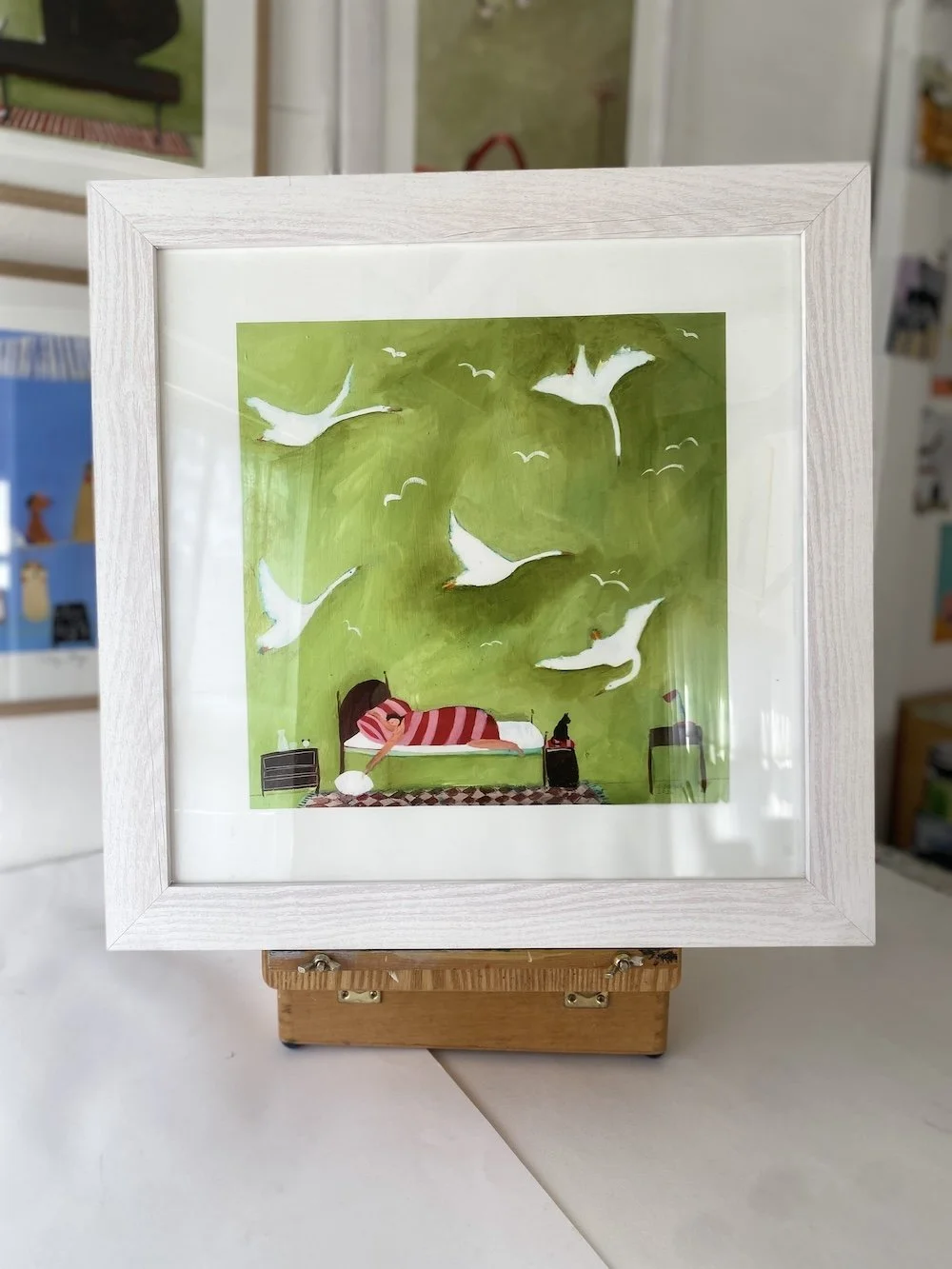 'Swanning Off'. Sleepy Art Print on Watercolour Paper