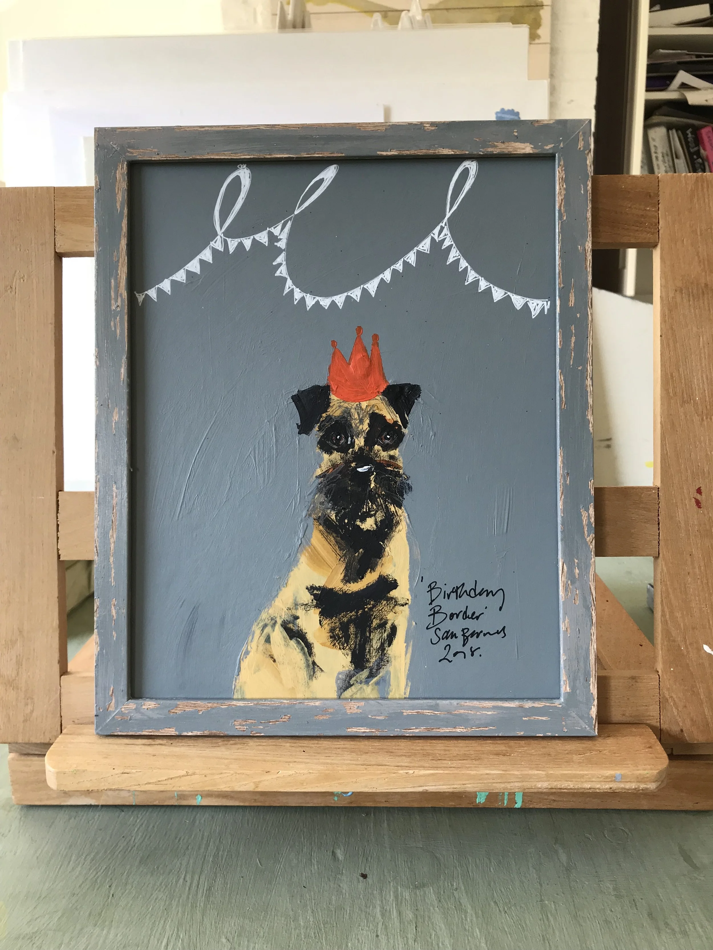'Birthday Border'  Original Painting On Board