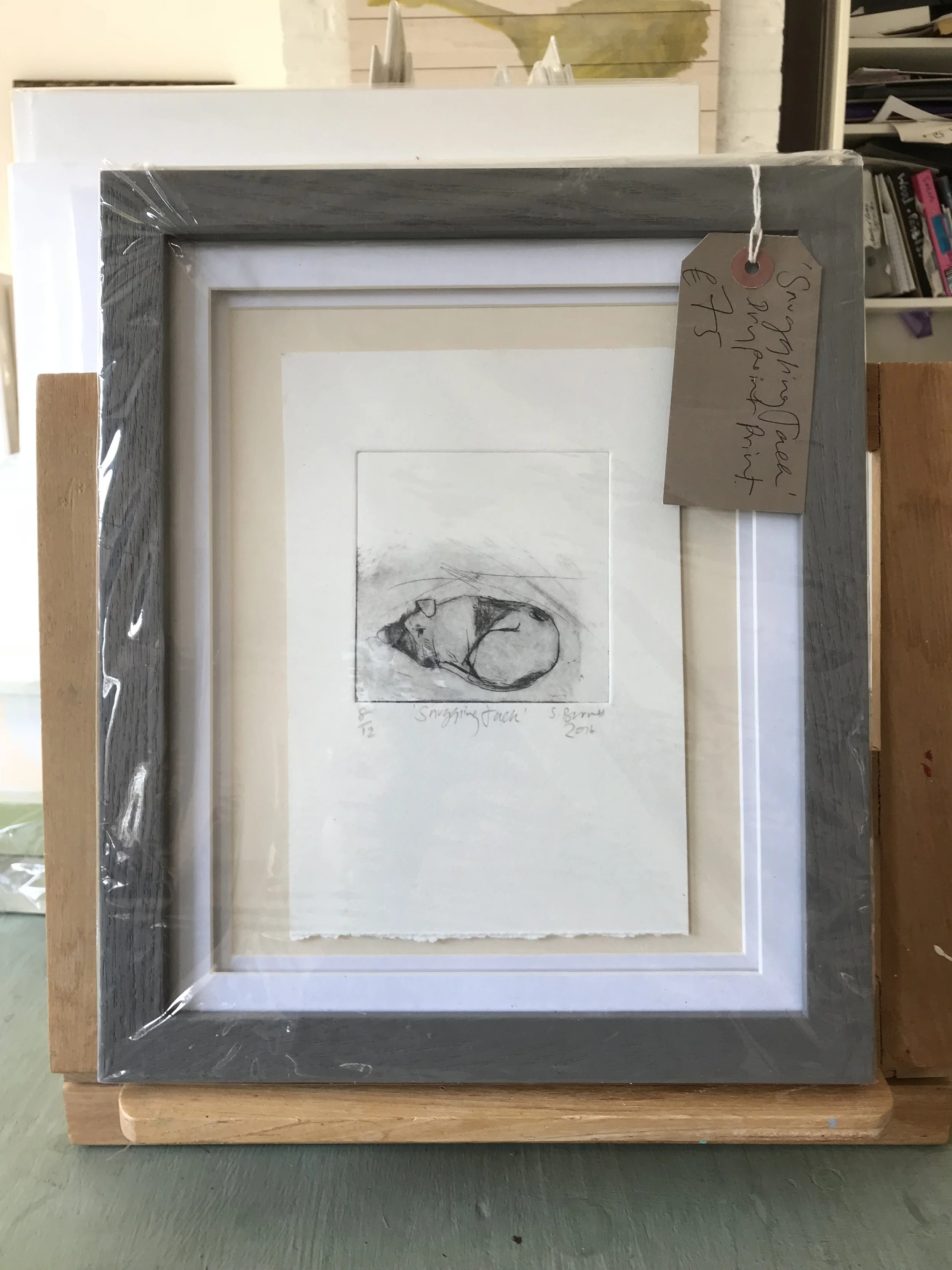 'Snuggling Jack'  Drypoint Print
