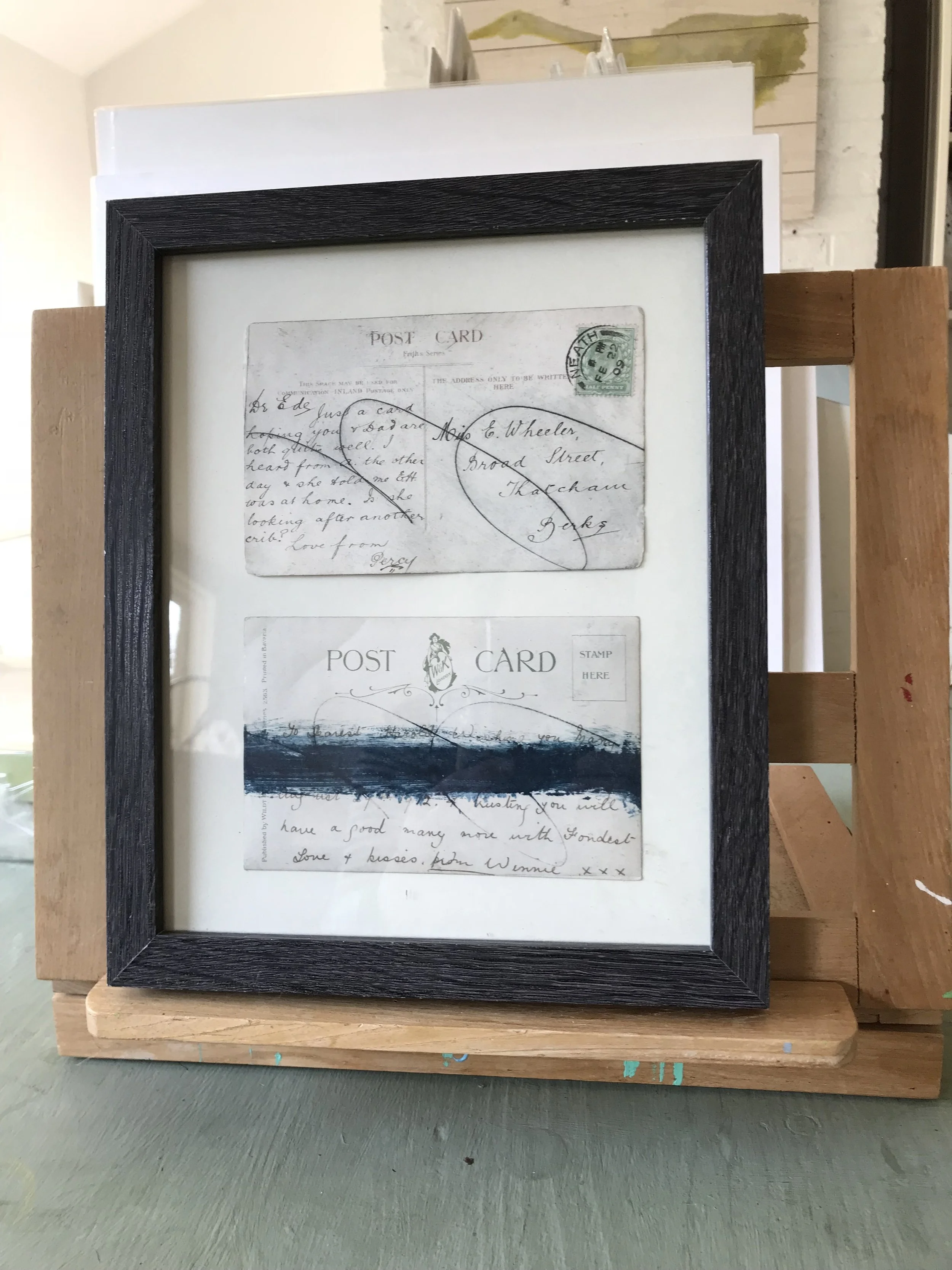 'Abstract On Vintage Postcards'  Printed Painting