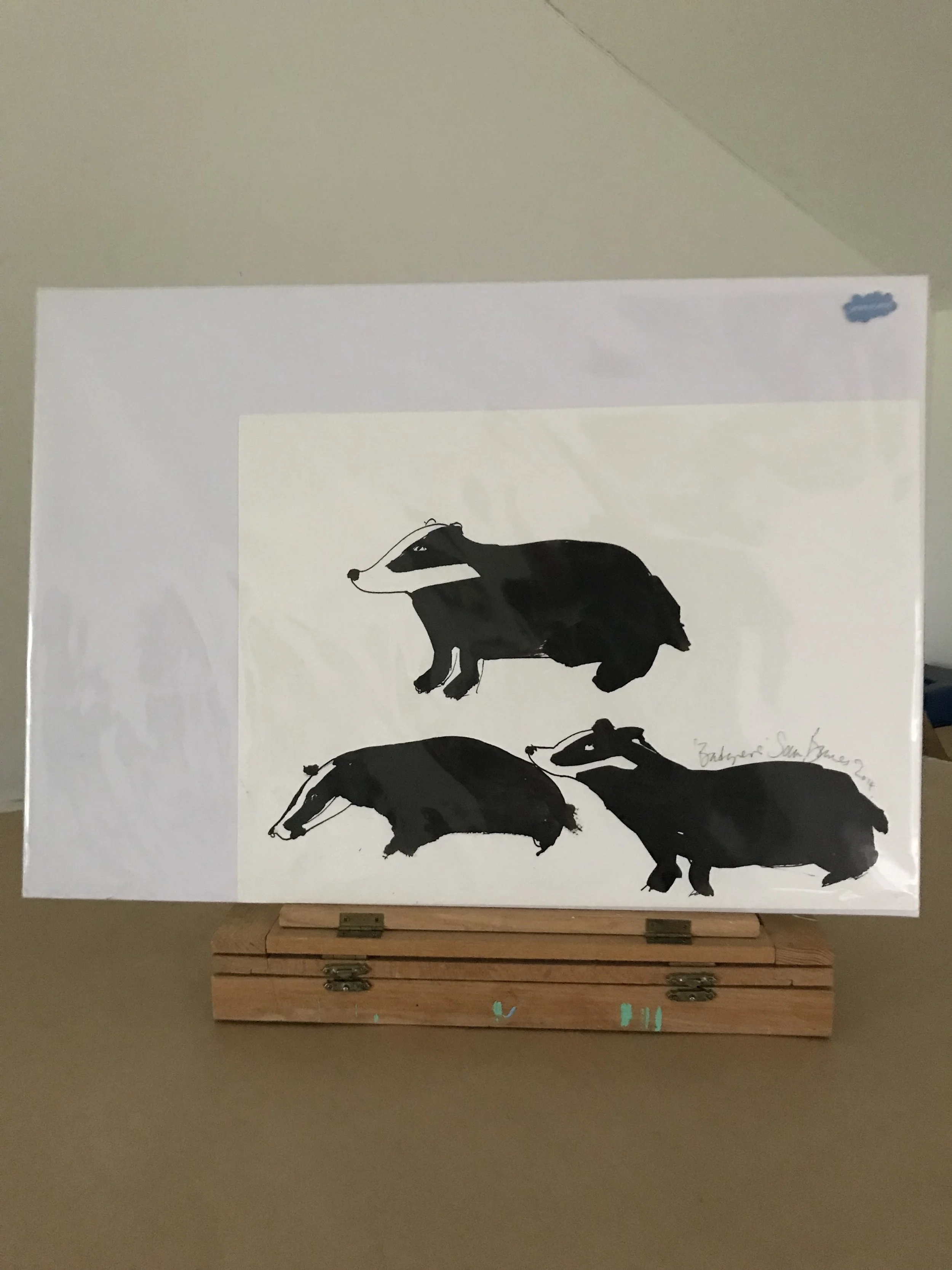 'Badgers'  Original Ink Drawing on Paper