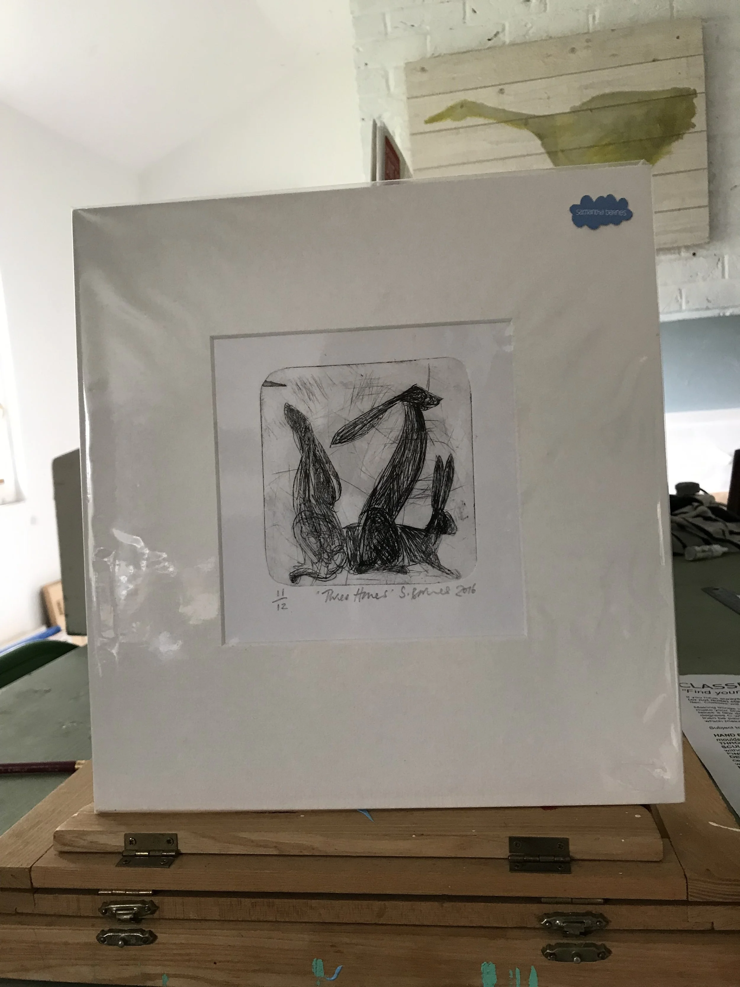 'Three Hares'  Drypoint Print