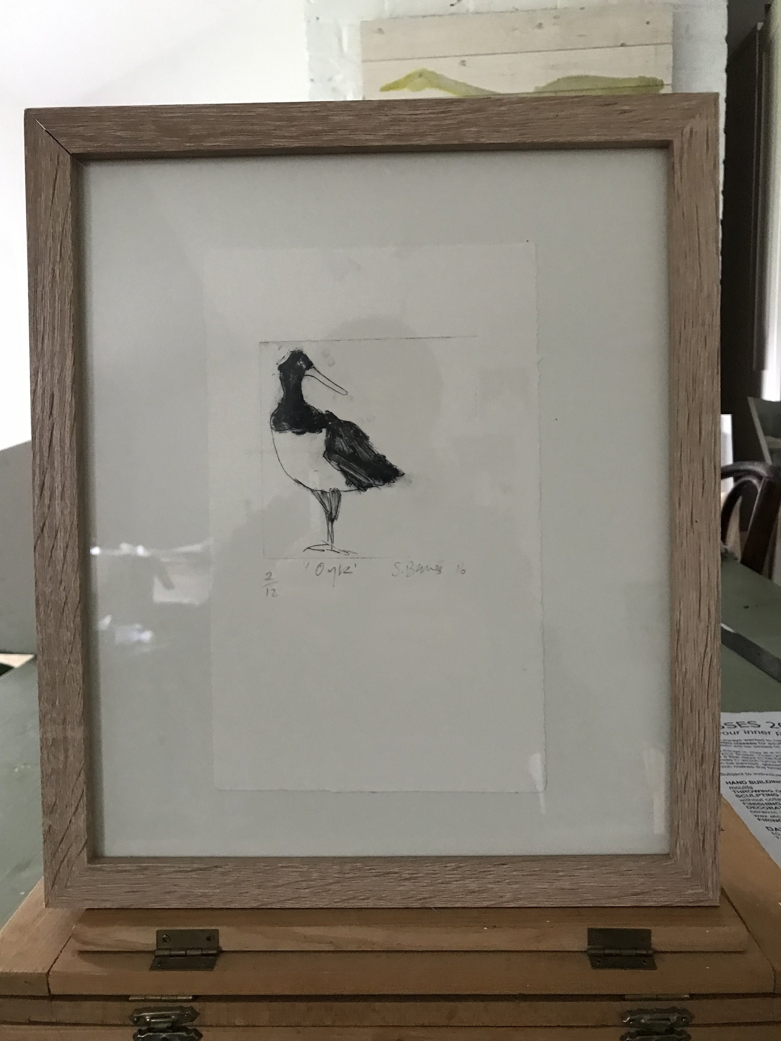 'Oyk'  Drypoint Print, Framed
