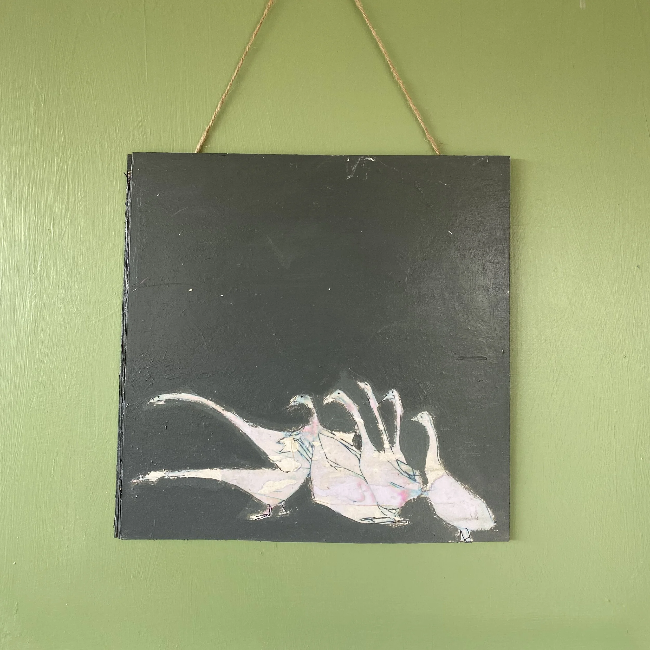 'Running Geese'  Original Printed Painting.