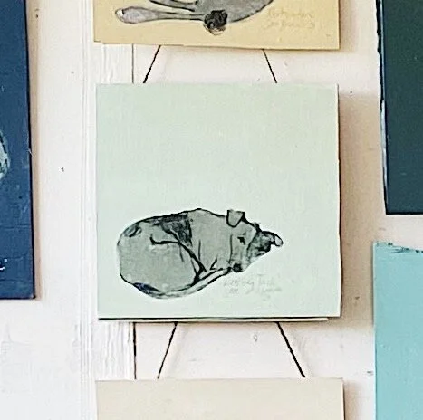 'Resting Jack'  SAMPLE Printed Painting on Plywood.  20 x 20cm