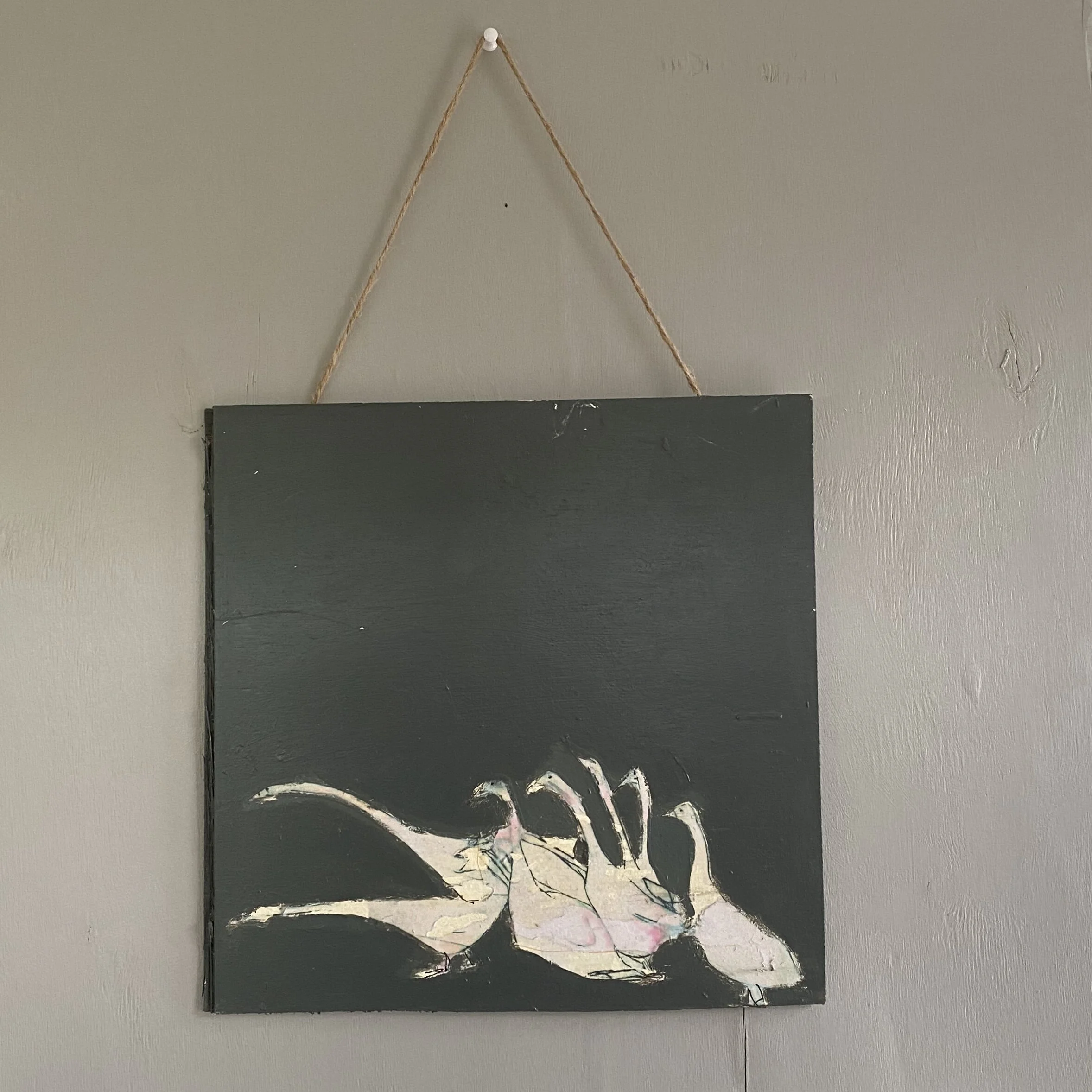 'Running Geese'  SAMPLE Printed Painting.  30 x 30cm