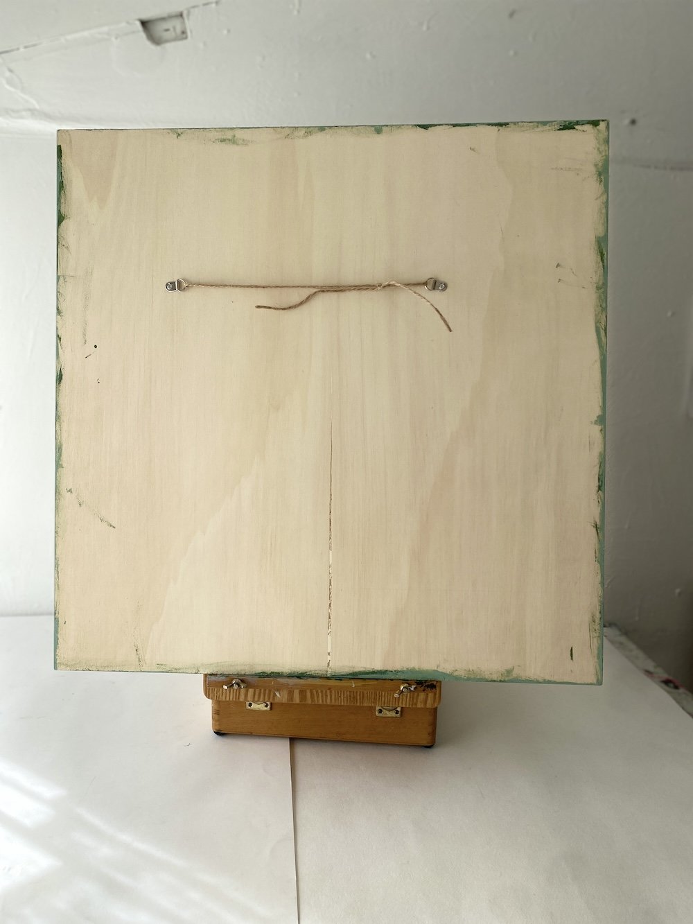 'Daffodils on Green' Printed Painting on Wooden Panel by Samantha Barnes Artist back.JPG