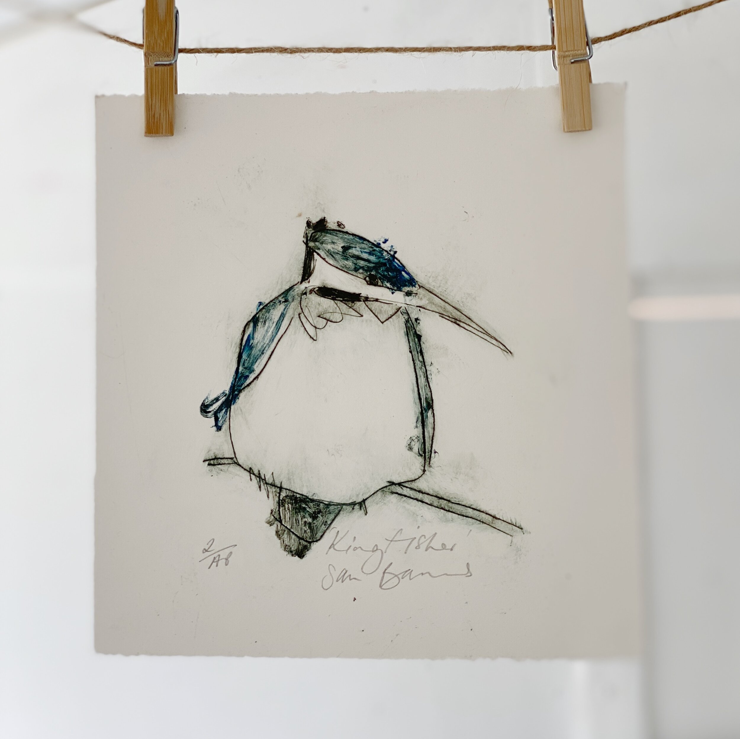 'Kingfisher'. 2a:p.Drypoint Print by Samantha Barnes.jpg