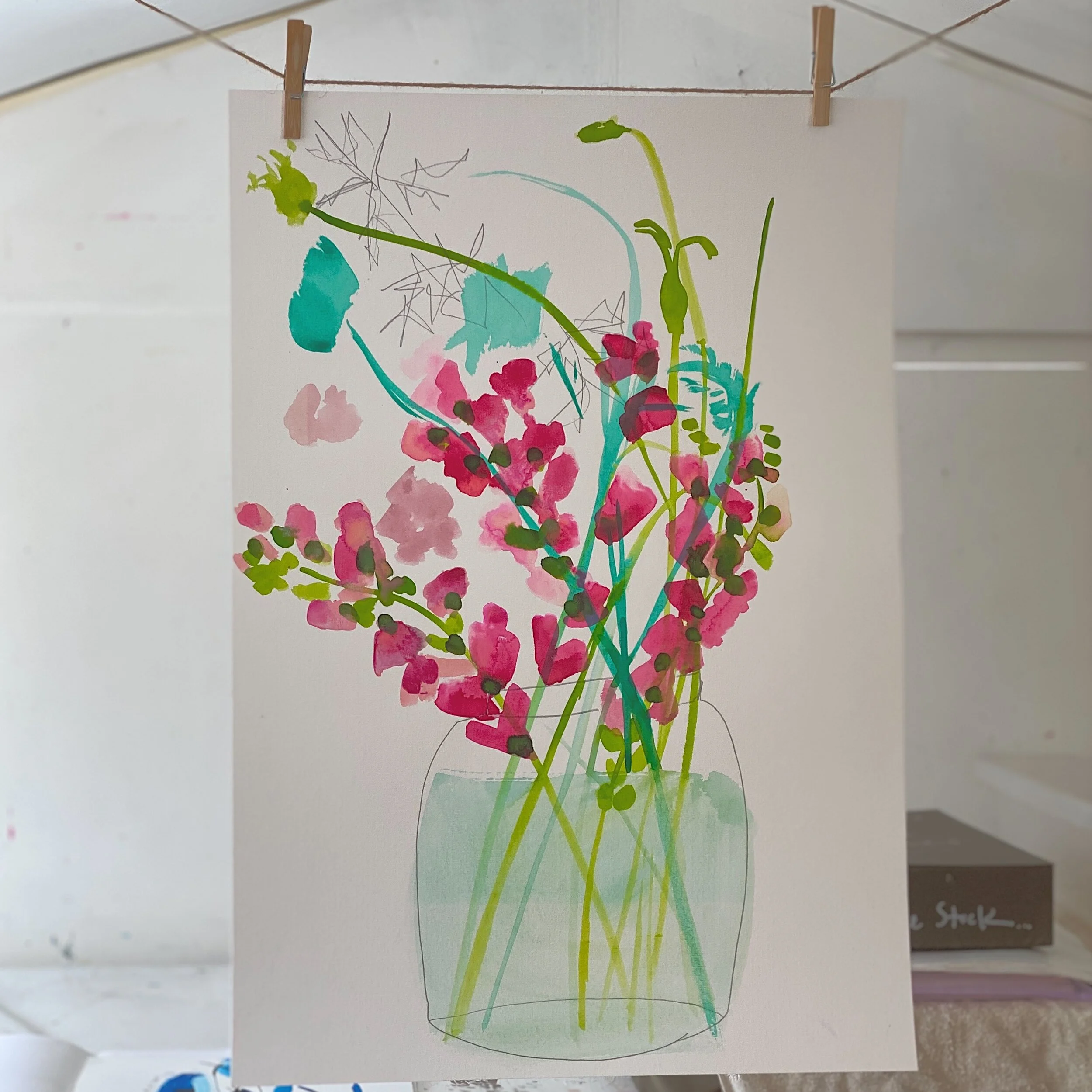 'Pink Flowers'
Watercolour Study Painting