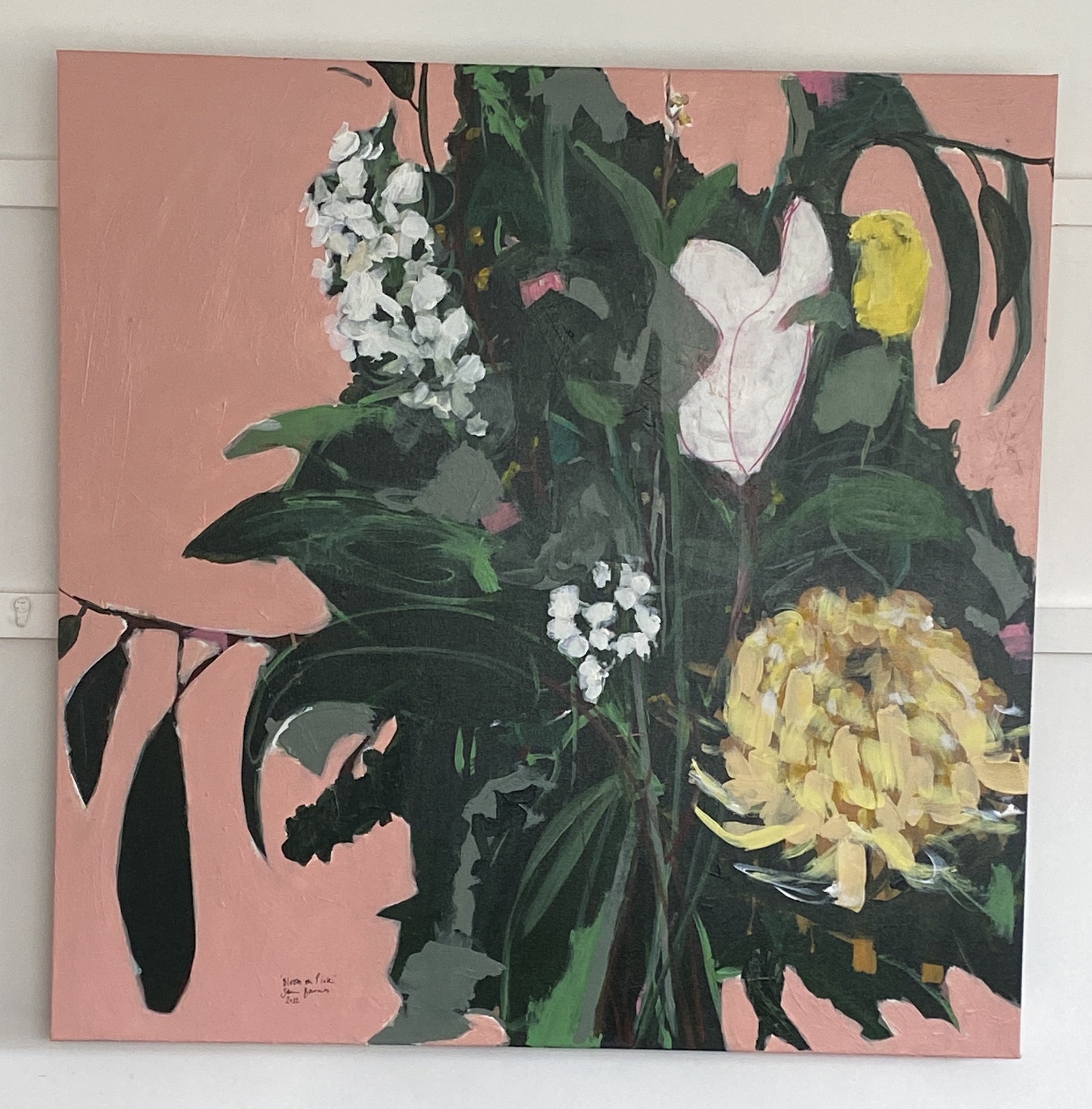 Bloom on Pink, 100 x 100 x4cm by Samantha Barnes 2 copy.jpg