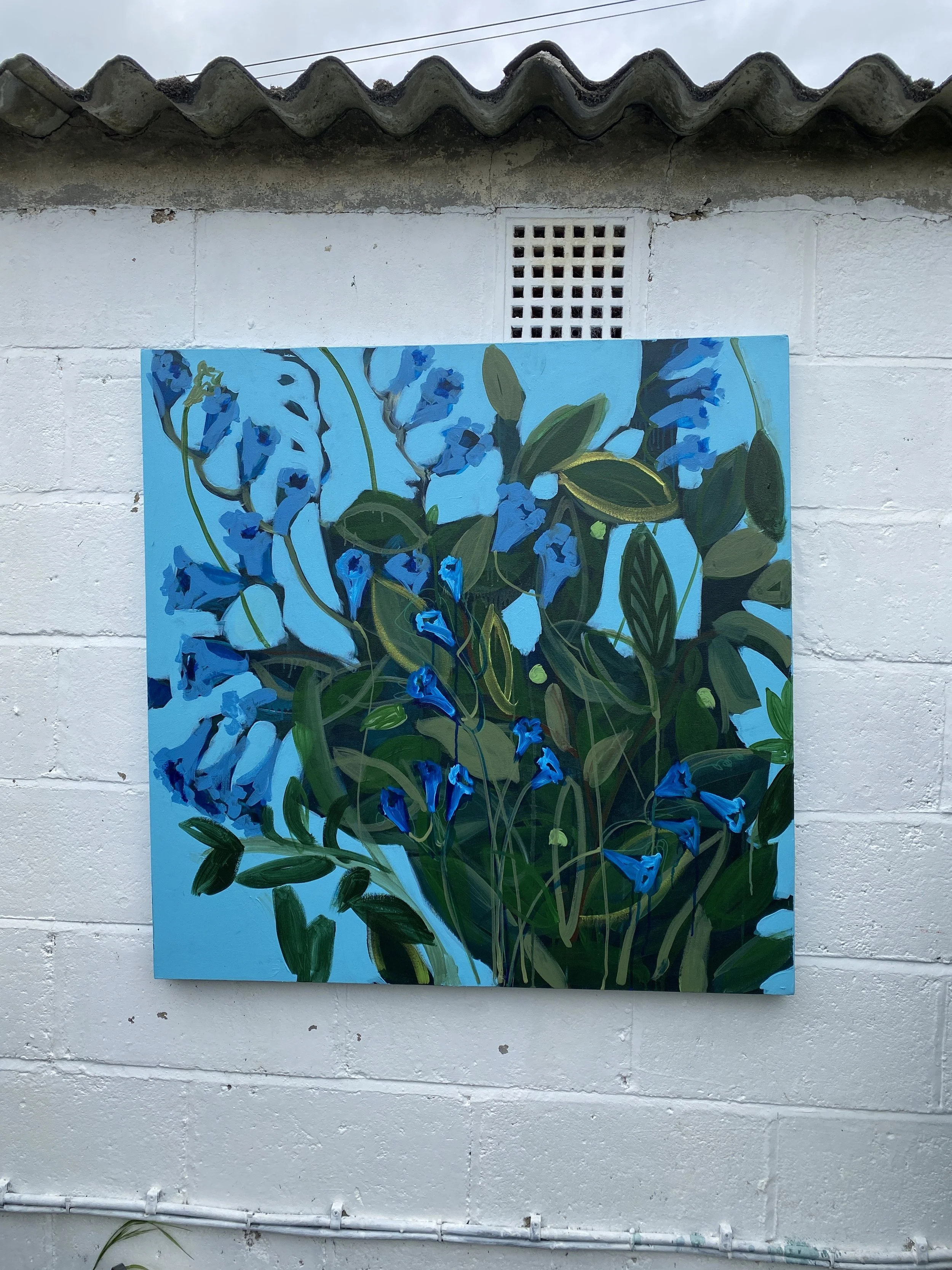 'Freesias & Olive Leaves At Home'.  Large Original Painting