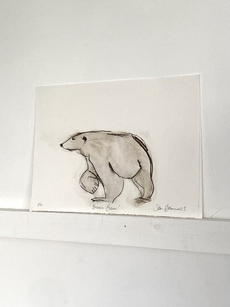 'BROWN BEAR'. Original Drypoint Drawing