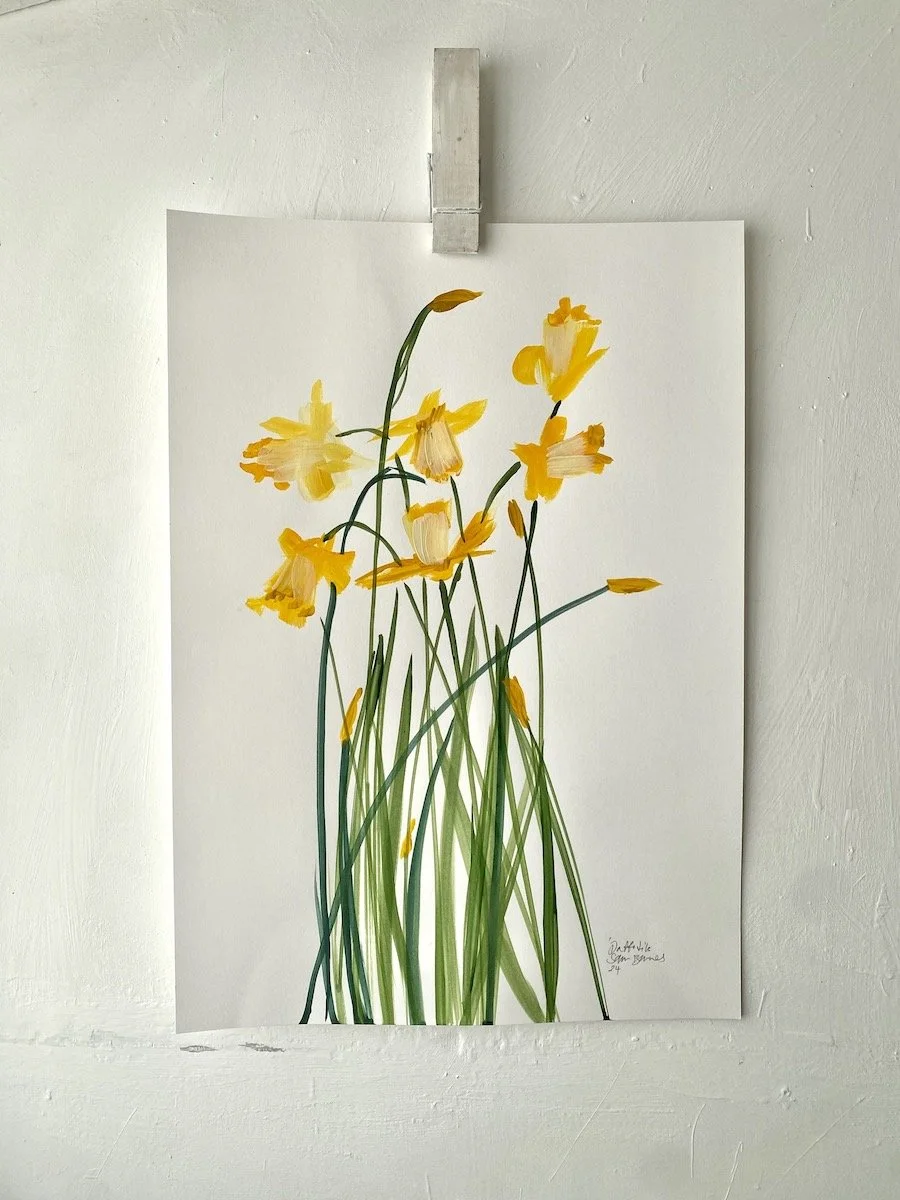 Daffodil Study Flower Painting by Samantha Barnes