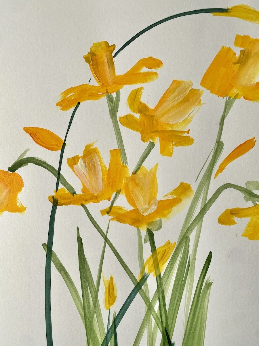 Daffodil Study Flower Painting by Samantha Barnes