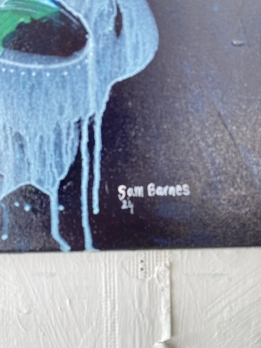 Blue and white Floral painting by Samantha Barnes