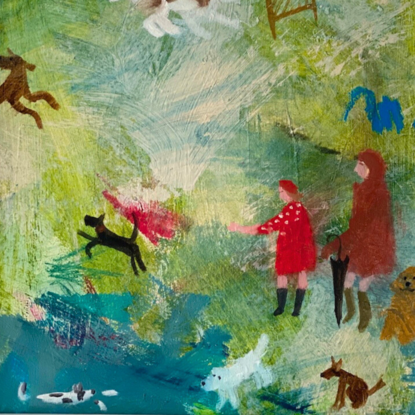 'A Blustery Walk' Oil on Board.  25 x 25cm (Sold) 2025