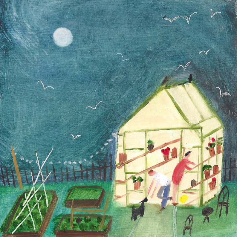 'Night Pottering' Oil on Board, 20 x 20cm (Sold) 2025