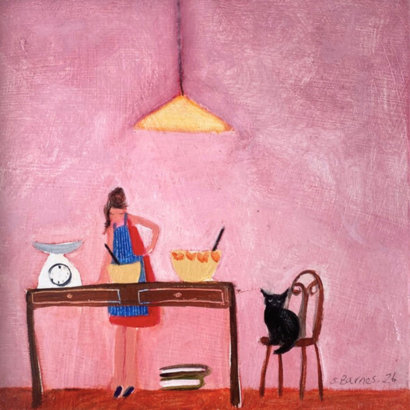 'Saturday Baking'. Oil on Board. 16 x 16cm Framed.  (Coming to my website soon)