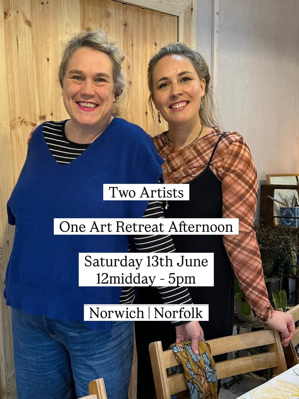 Saturday 13th June | Norwich | Norfolk

Hello Friends

How are you fixed for an Art Retreat Afternoon Event with me and my wonderful friend Hannah of @a.creative.pause in her lovely garden studio?

12midday - 5pm.  Lunch, Art, Creativity &amp; Joy
&p