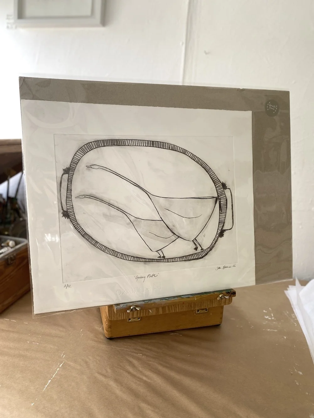 'Goosey Plate'. Large Drypoint Print by Samantha Barnes 8 copy.JPG