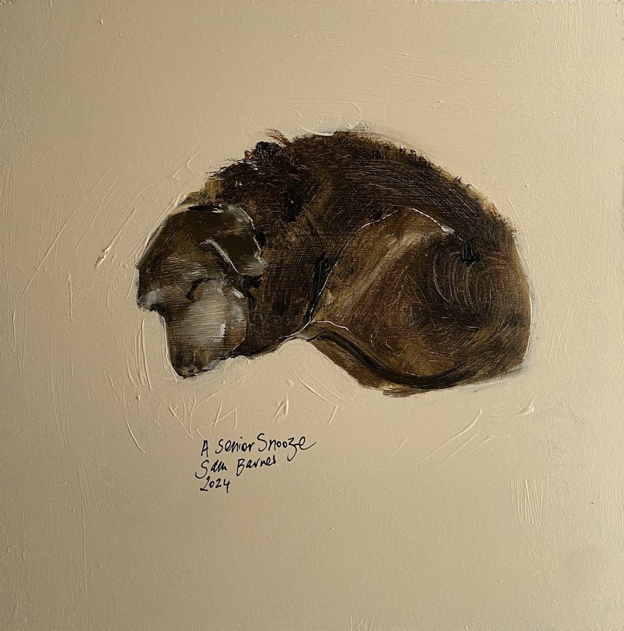 Senior Chocolate Brown Labrador Painting A Dog A Day by Samantha Barnes Artist