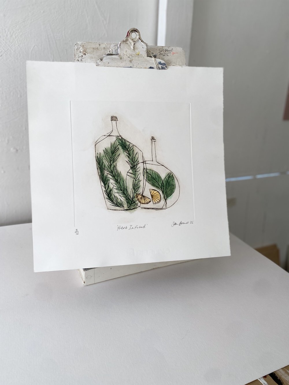 'Herb Infused' Kitchen Orientated Drypoint Print by Samantha Barnes 5.JPG