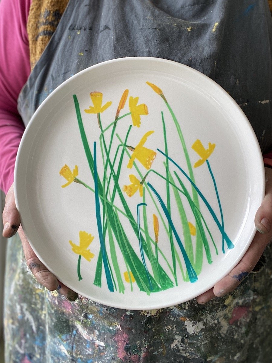 Daffodil Colour Ceramic Plate by Samantha Barnes Artist copy.jpg