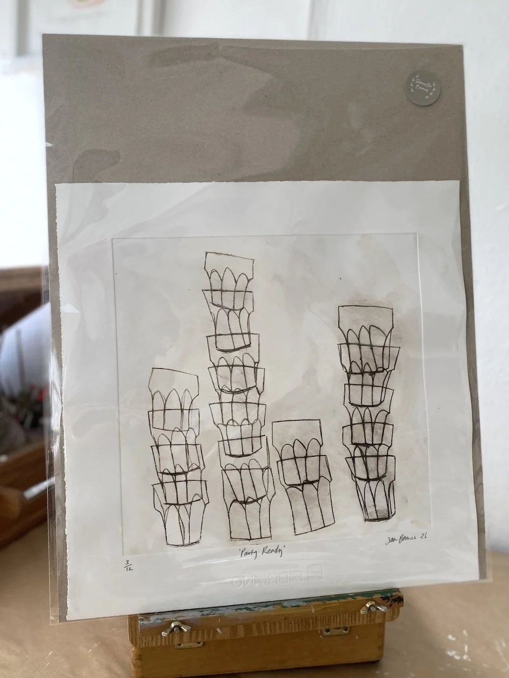 'Party Ready'. Large Drypoint Print by Samantha Barnes 5 copy.JPG