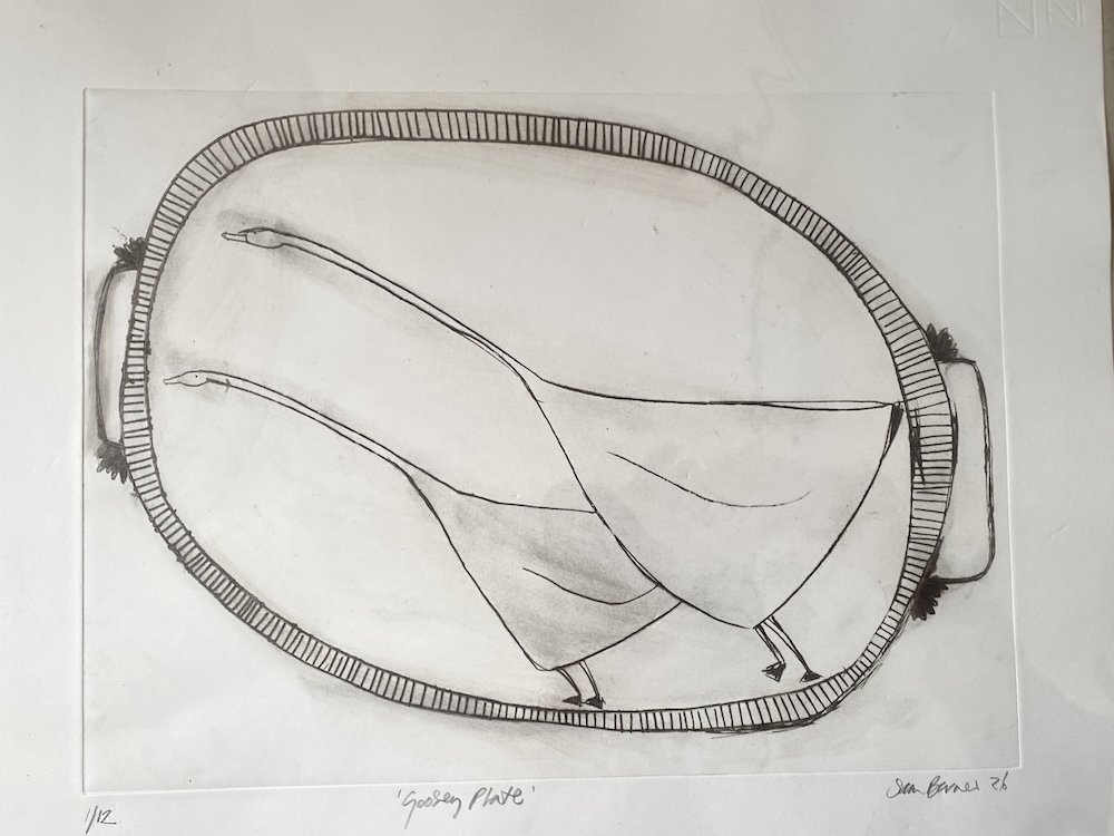 'Goosey Plate'. Large Drypoint Print by Samantha Barnes 7 copy.JPG