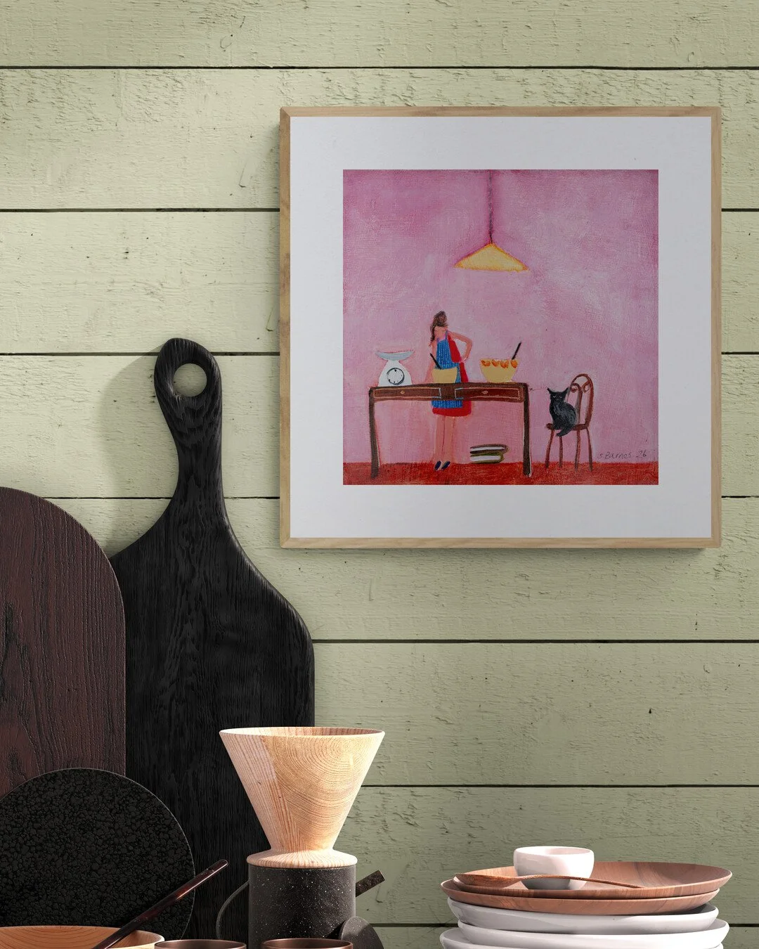 'Calm Caking' Kitchen Art Print on Watercolour Paper