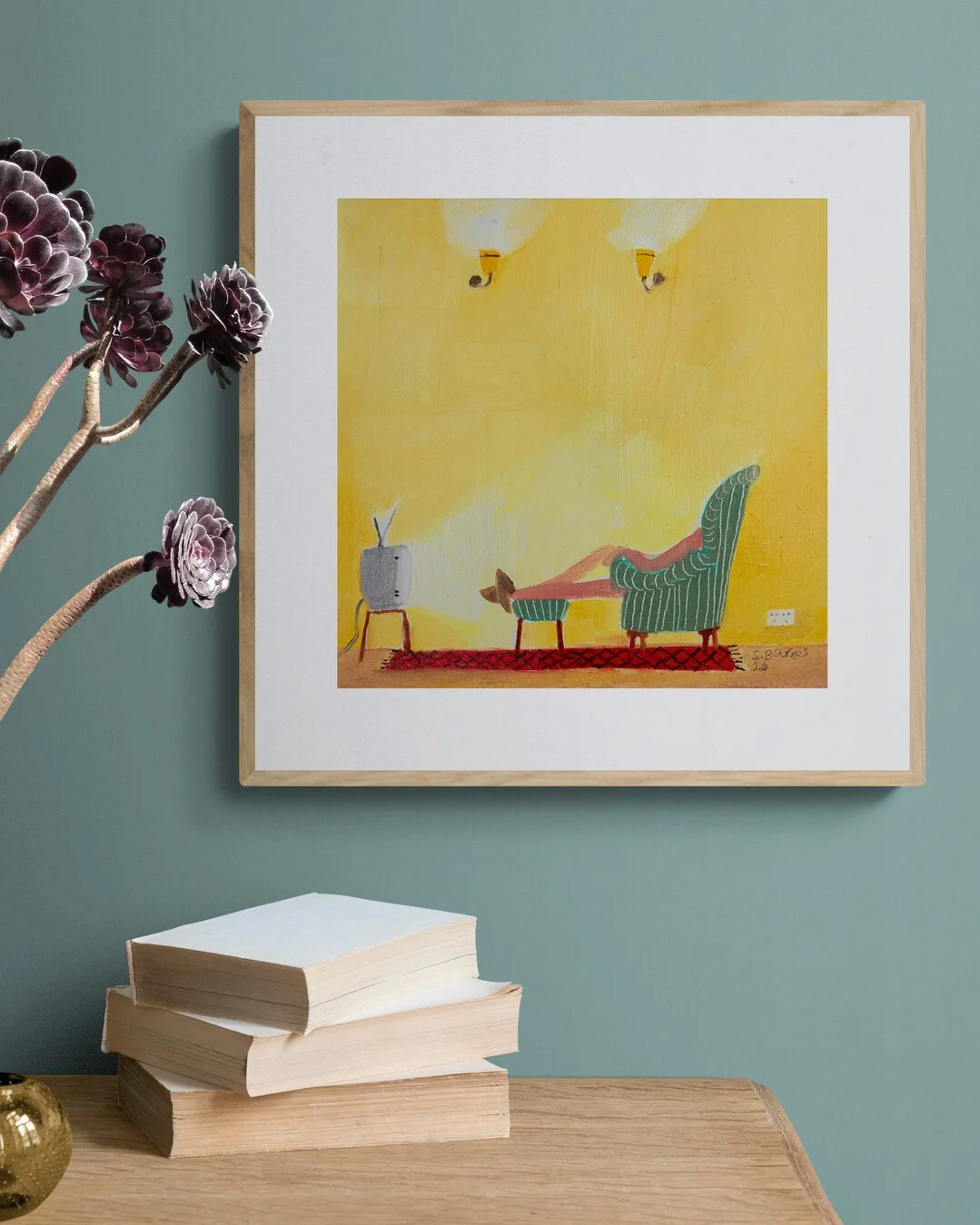 'Telly Time' Downtime Art Print on Watercolour Paper