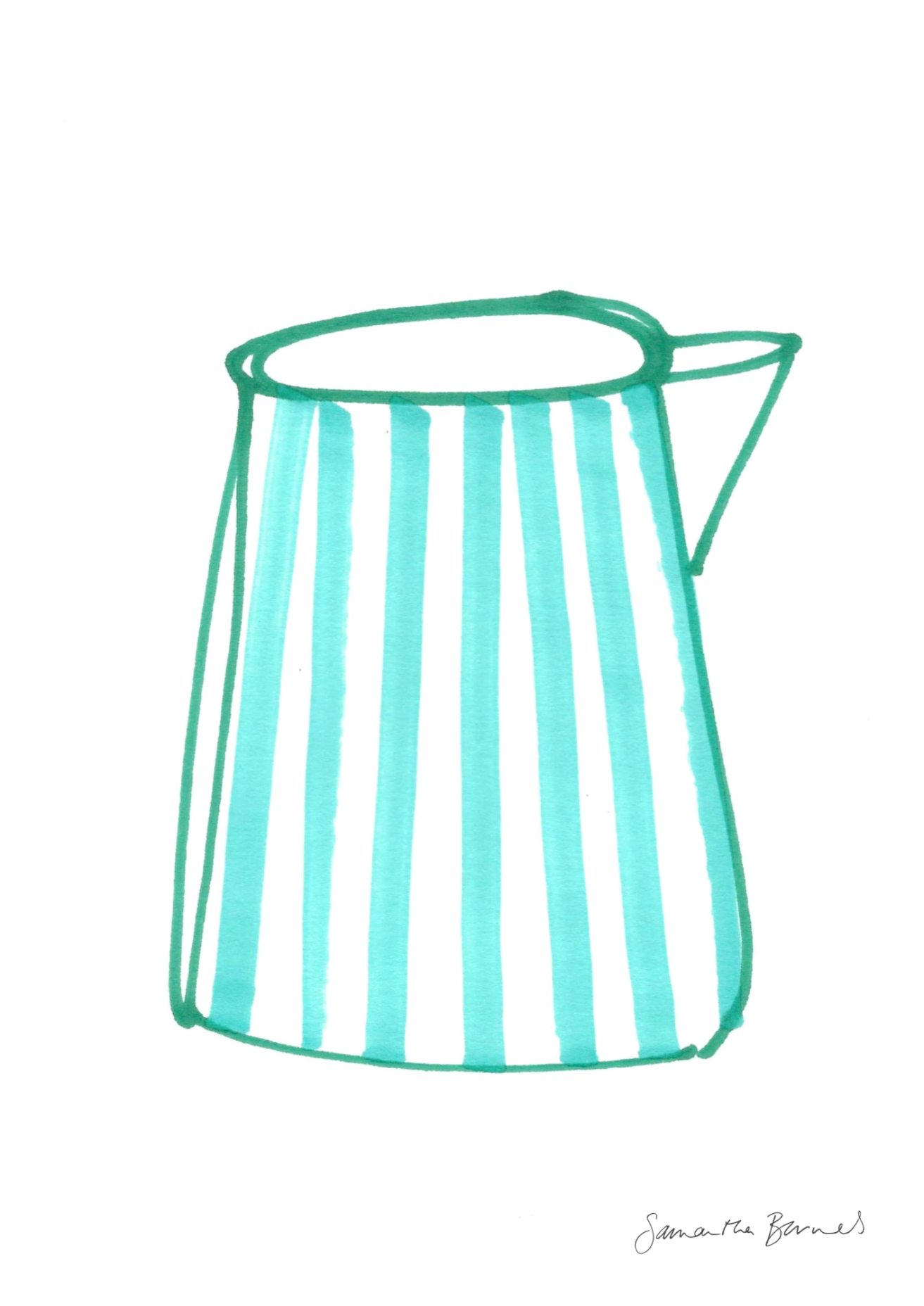 A2 'Blue Stripy Jug' Master Inkterior Print by Samantha Barnes, signiture .png