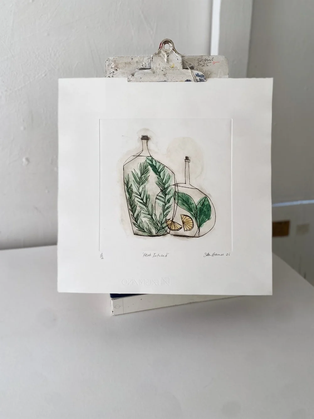 'Herb Infused' Kitchen Orientated Drypoint Print by Samantha Barnes.JPG