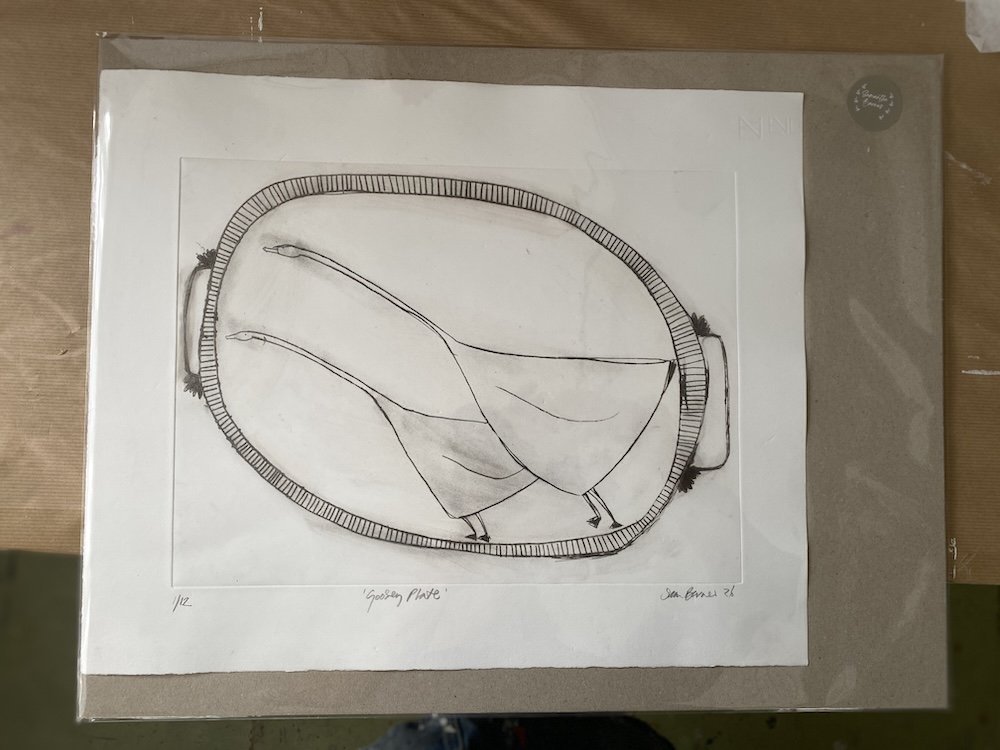 'Goosey Plate'. Large Drypoint Print by Samantha Barnes 6 copy.JPG