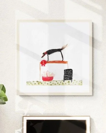 'Best Ever Waggy Dog Award' Dog Lover Art Print on Watercolour Paper