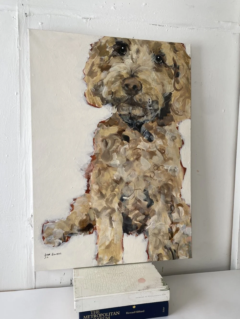 'Goldendoodle'. A Large Original Dog Painting on Canvas