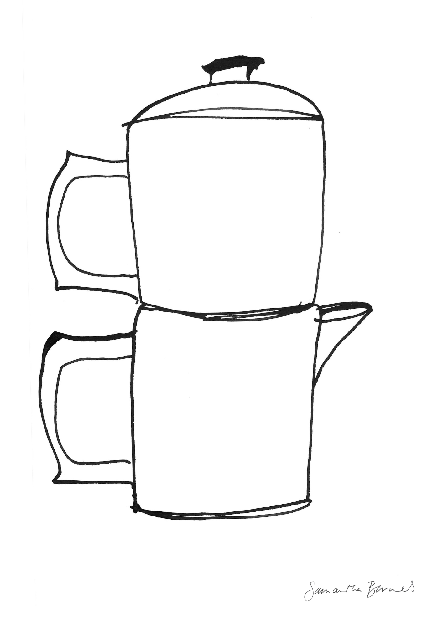 'Neapolitan Coffee Maker. Master Inkterior Print by Samantha Barnes, signiture .png