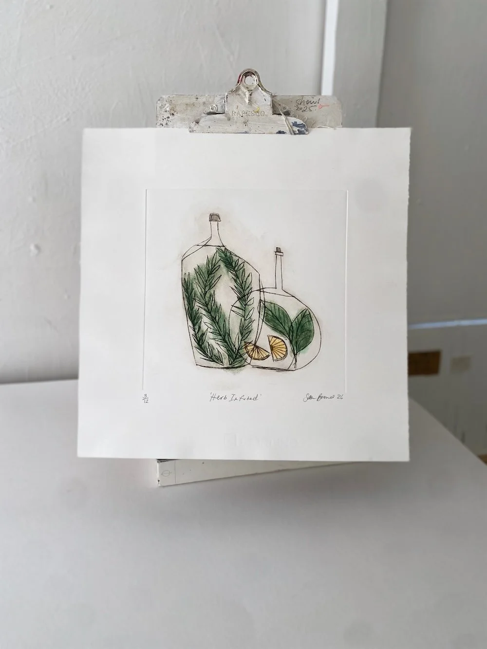 'Herb Infused' Kitchen Orientated Drypoint Print by Samantha Barnes 4.JPG