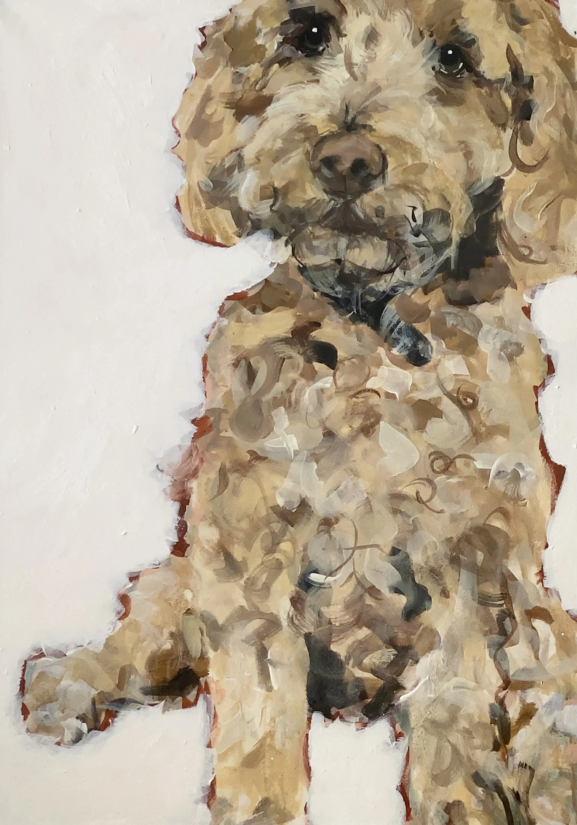 'Goldendoodle' Original Dog Portrait Painting by Samantha Barnes Artist, Painterly  10 copy.JPG