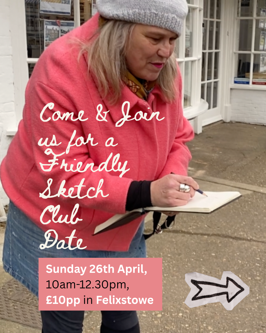 A Friendly Sketch Club  Date:  Drawing in Felixstowe, Suffolk ✏️  Sunday 26th April with Hannah & Sam