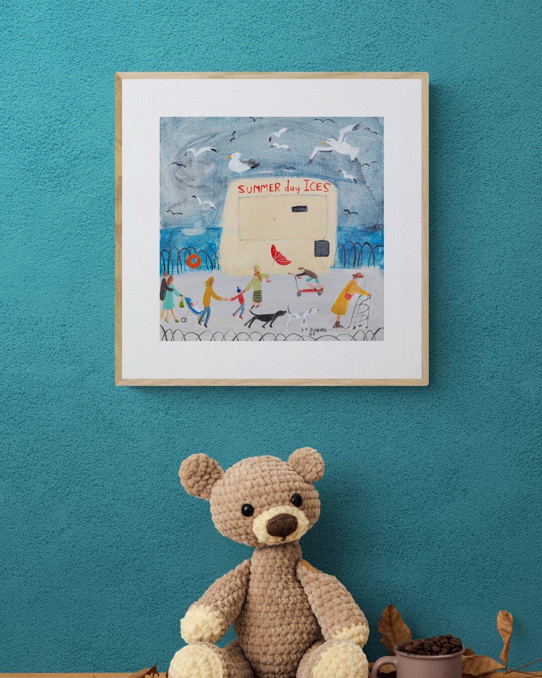 'Summer Day Ices'  Winter Seaside Art Print on Watercolour Paper