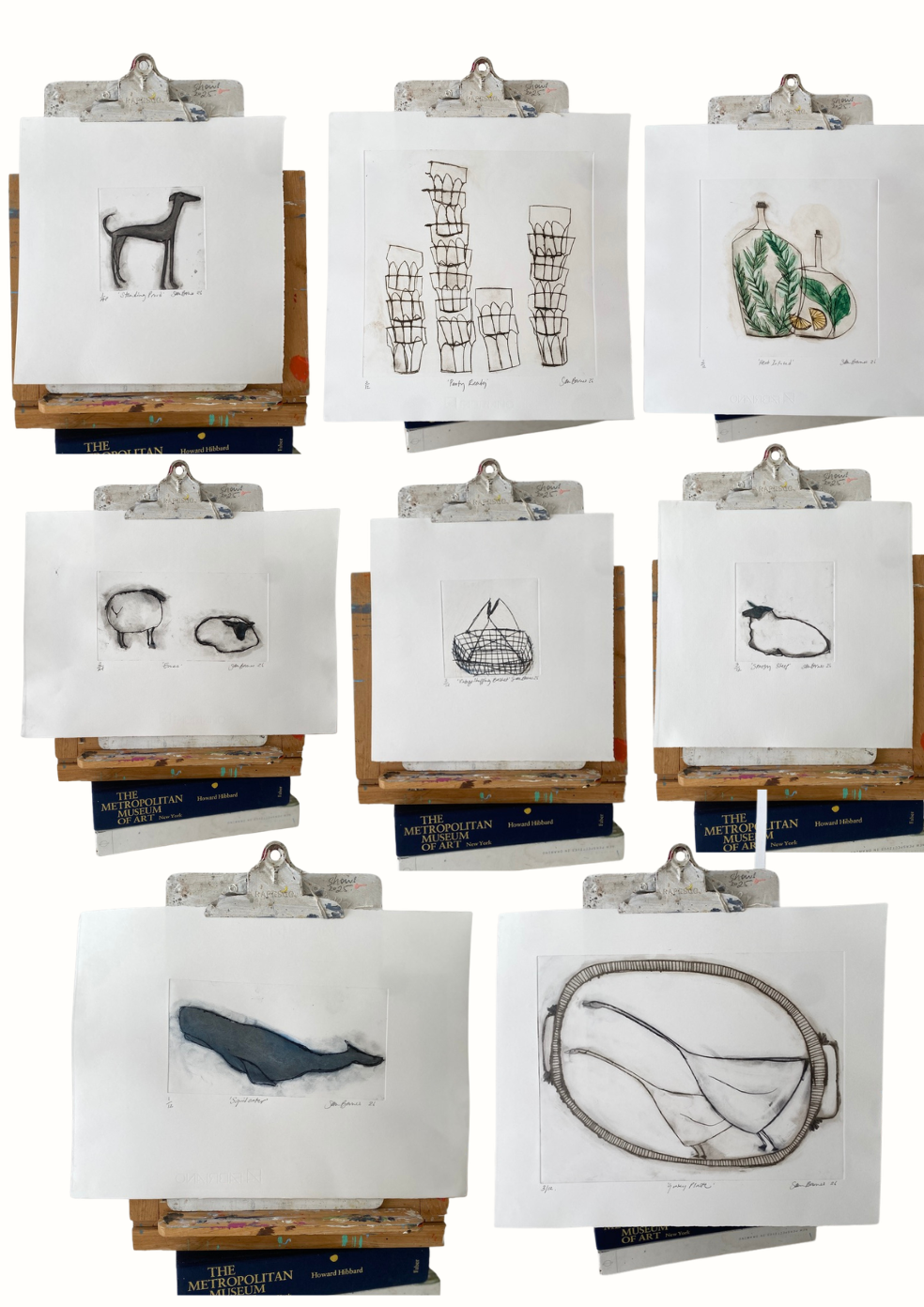 Original Drypoint Printmaking by Samantha Barnes of animals, each handmade .